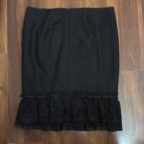 REBECCA TAYLOR Elegant Wool Black Lace Trim Skirt Size 8 - Picture 3 of 8